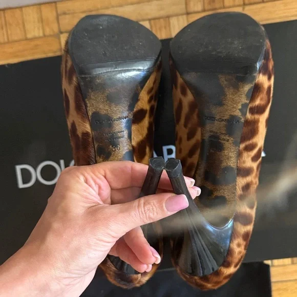 Dolce & Gabbana Leopard pony hair peep toe stiletto pumps size 36 fits US sz 6.5 - Picture 9 of 16